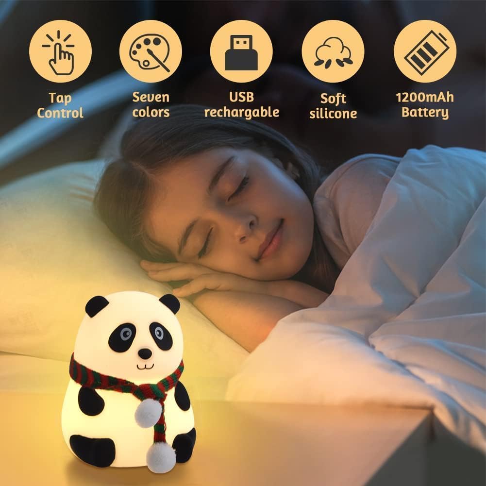 Cute Panda 7-Color LED Silicone Touch Lamp