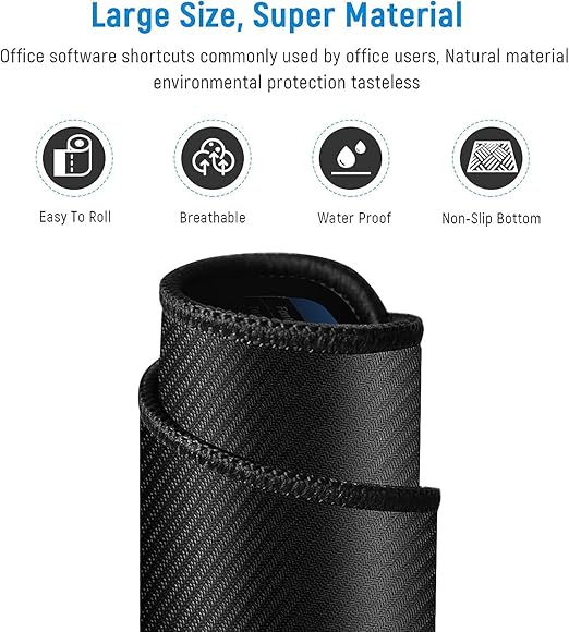 Anti-Slip Excel/Windows Shortcut Keyboard Mouse Pad/Mat - Large Size XXL (80x30cm)