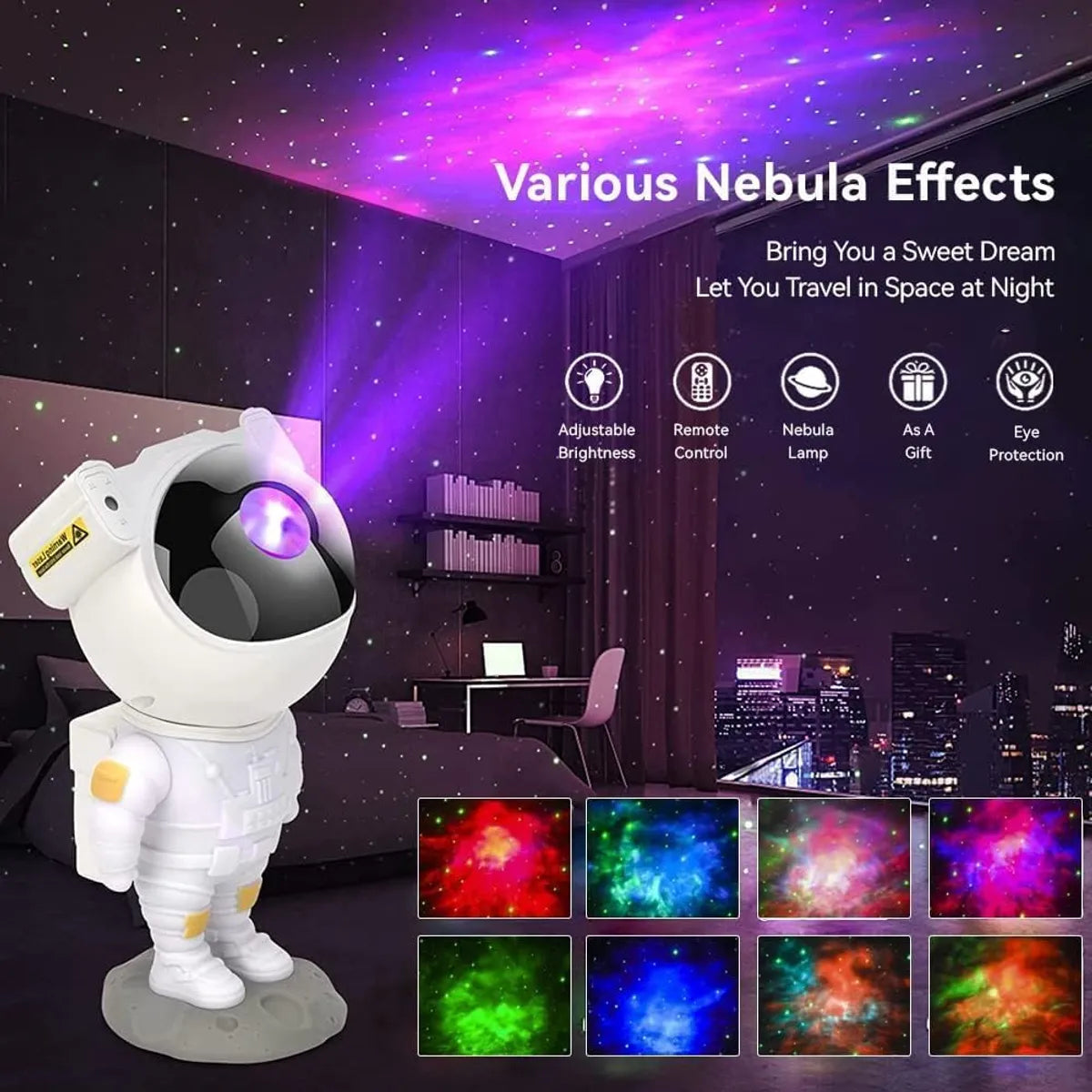 Astronaut Rechargable Sky Projector Light – Cosmic Night Light for Kids & Room Décor