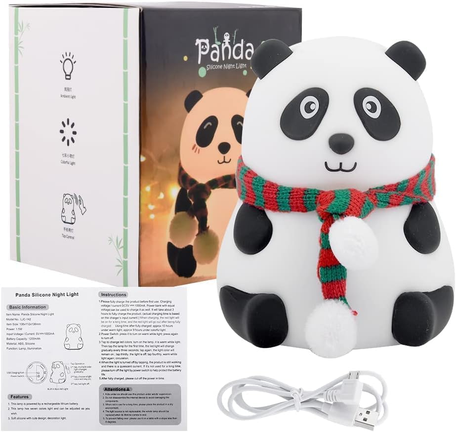 Cute Panda 7-Color LED Silicone Touch Lamp