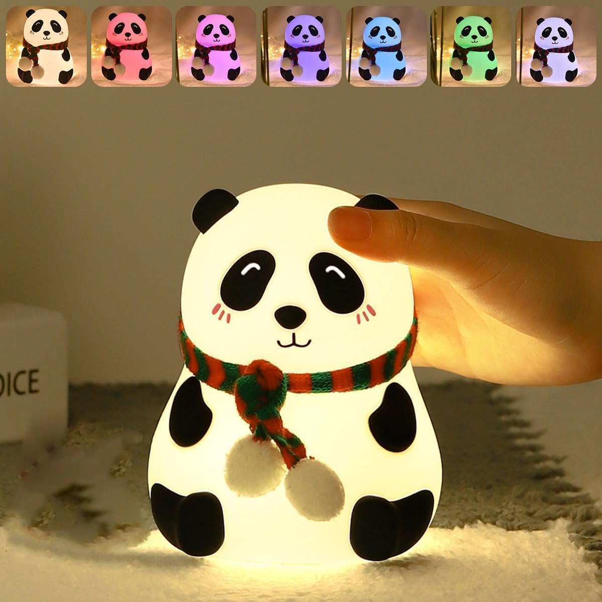 Cute Panda 7-Color LED Silicone Touch Lamp