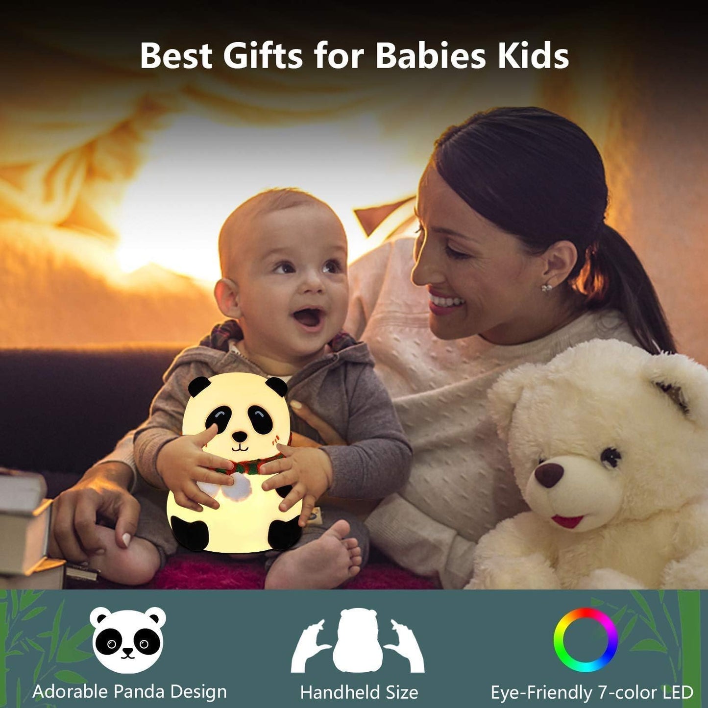 Cute Panda 7-Color LED Silicone Touch Lamp