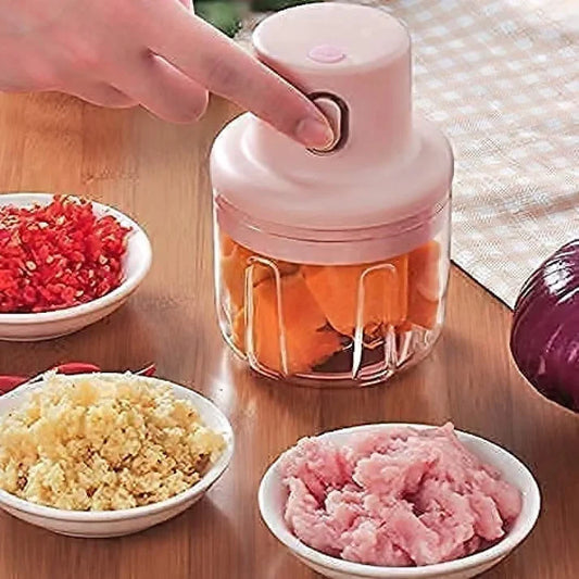 Portable Mini Wireless Electric Food Processor : Premium Quality Blade & Large Size : Latest Model with USB Wireless Charging